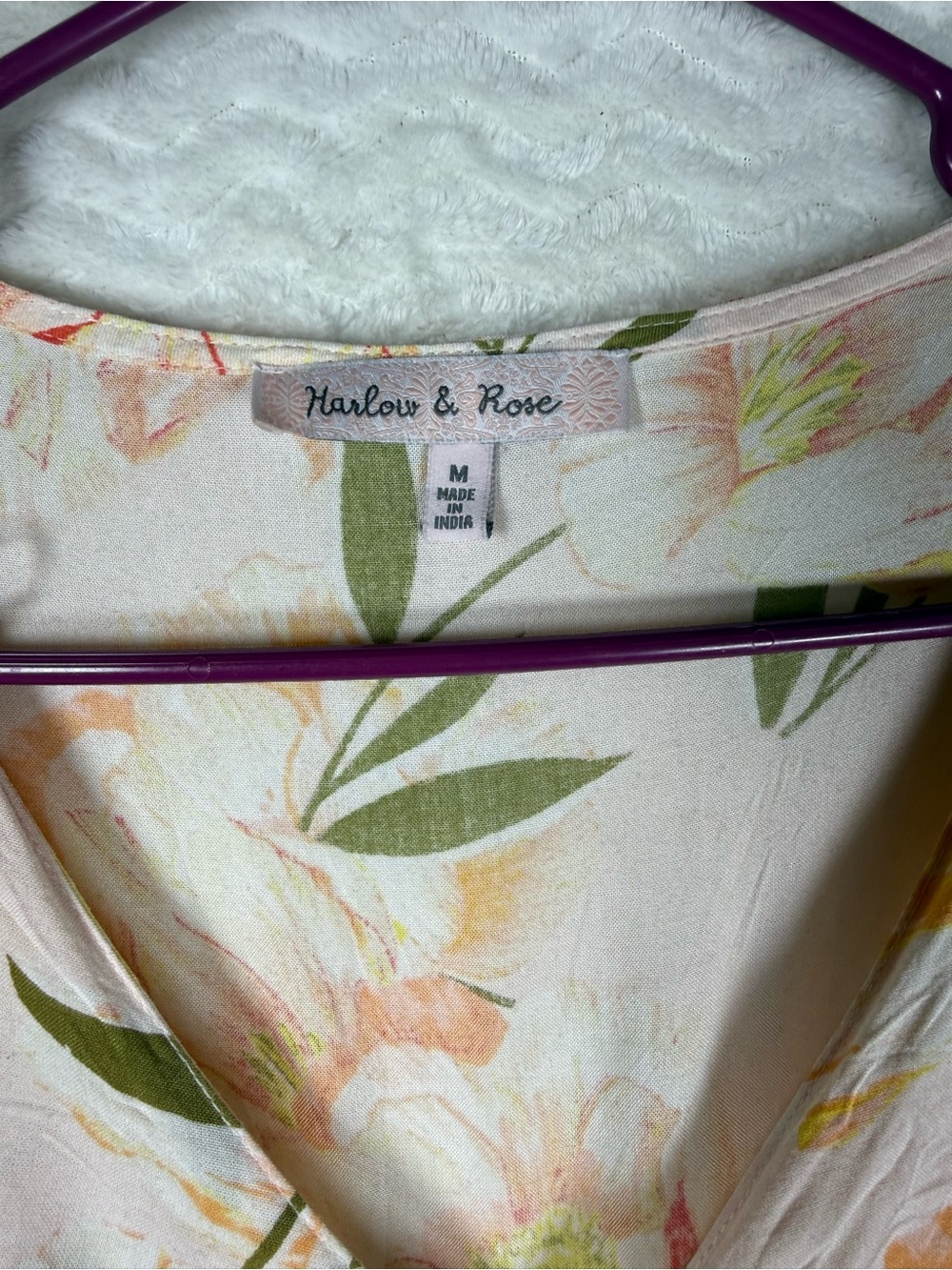 Floral Harlow & Rose High-Low Dress in Peach - Women's Summer Dress - Picture 3 of 8